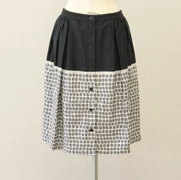 MARIMEKKO Poni Polka Dot Spot Print A-Line Cotton High Waisted Skirt - Picture 4 of 15